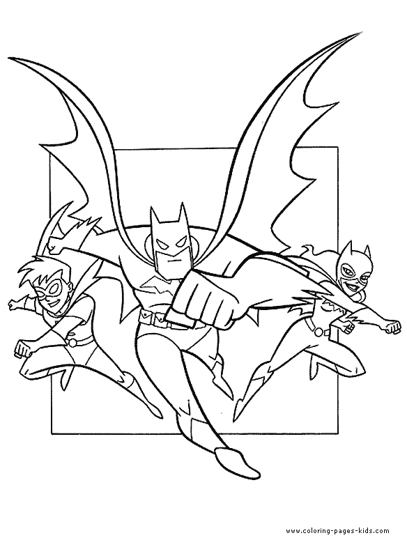 Batman, Robin and Batgirl coloring page