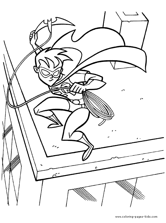 Robin on a roof coloring page 