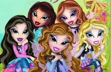 Bratz characters of dolls, including Cloe, Sasha, Jade and Yasmin