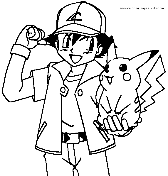 Pokemon Ash and Pika color in page
