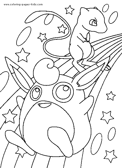 Pokemon coloring page of Wigglytuff and Mew