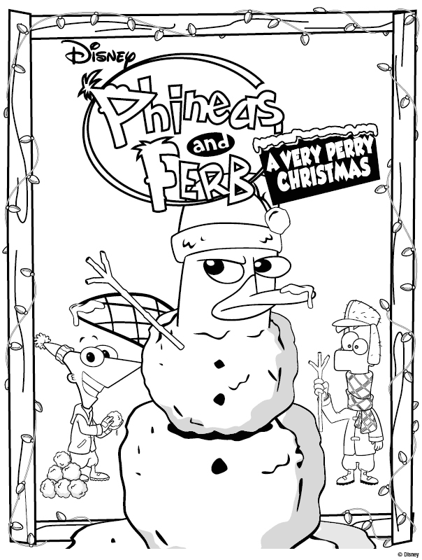 Phineas and Ferb with Agent P Christmas coloring